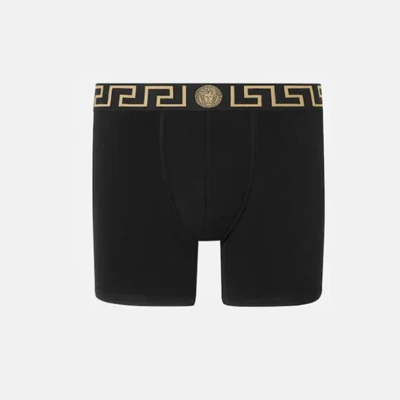 Versace.Men’s low rise cotton-blend boxer briefs.Black.Size: 5 (Medium)